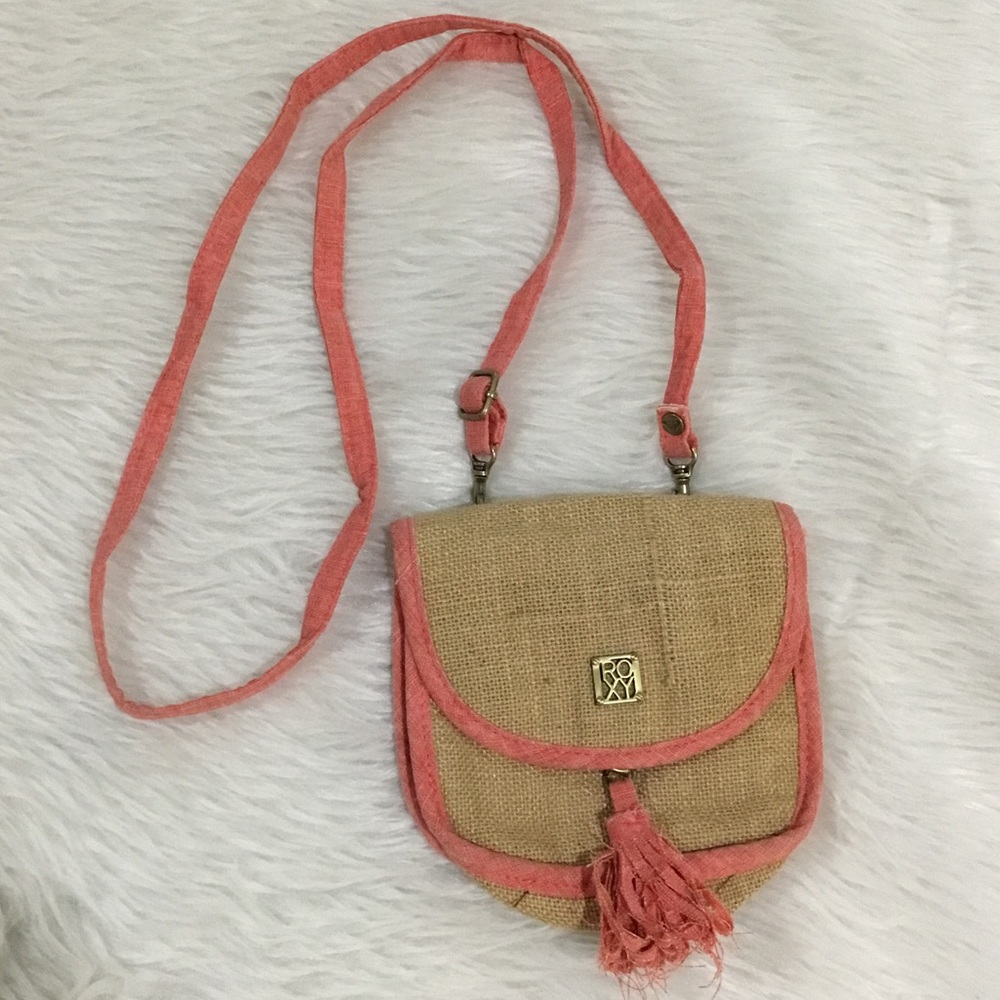Roxy crossbody burlap purse